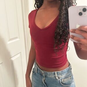 Wild Fable Deep Red V-Neck Crop Top